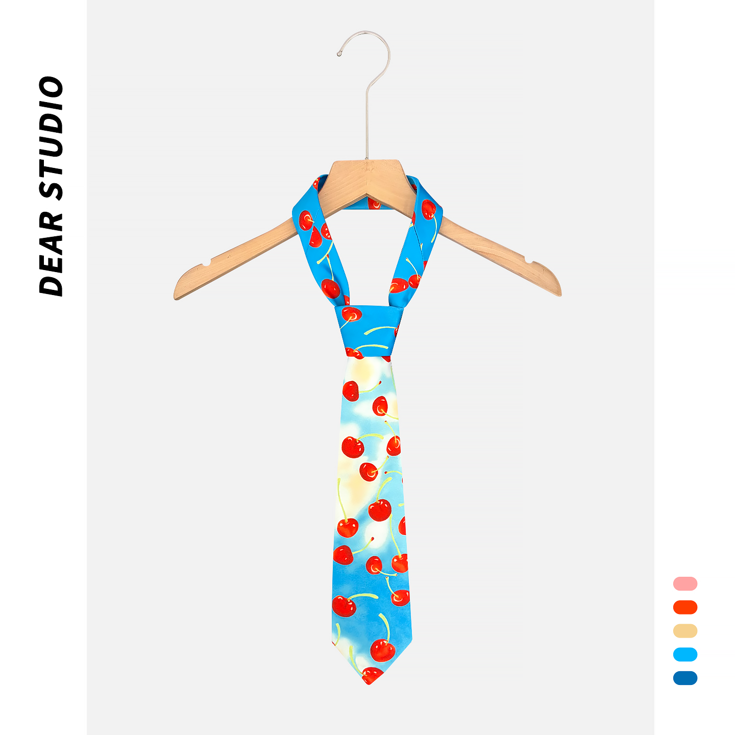 韩系清新樱桃蓝底印花领带女高级感复古时髦腰带小众百搭个性丝巾,服饰配件/皮带/帽子/围巾,领带,淘宝优惠券,粉丝福利购,淘宝优惠卷