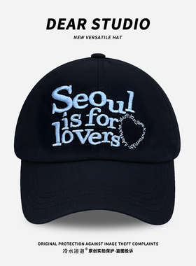 韩版ins百搭黑色鸭舌帽子女潮牌刺绣字母遮阳防晒学生情侣鸭舌帽