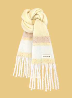 芝士奶黄马海毛围巾女冬季韩版彩色点点保暖加厚学生情侣披肩围脖