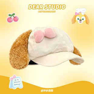 可爱蝴蝶结饼饼八角帽子女夏季 甜美百搭大头围显脸小云朵帽贝雷帽