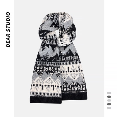 秋冬季费尔岛提花韩版男女围脖