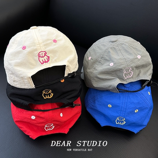 速干透气蓝色街头显脸小鸭舌帽 薄款 韩版 字母刺绣棒球帽子女夏季