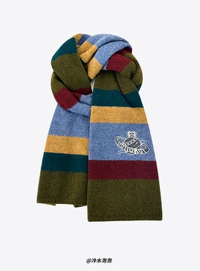 星球刺绣拼色针织围巾女秋冬季设计感情侣加厚保暖百搭披肩围脖潮