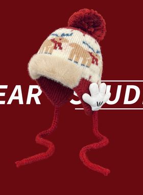 2025新款可爱米奇手掌小鹿提花雷锋帽子女冬季加厚保暖百搭护耳帽