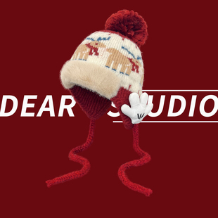 2026新款 加厚保暖百搭护耳帽 可爱米奇手掌小鹿提花雷锋帽子女冬季