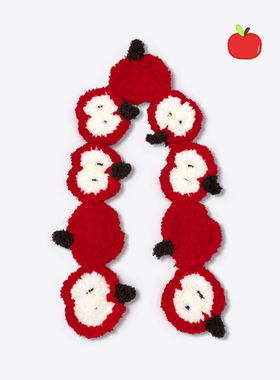 圣诞节礼物手工编织红色苹果珊瑚绒围巾女秋冬可爱拍照装饰围脖潮