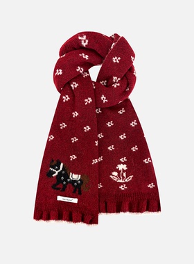 可爱双面小马针织围巾女冬季新年节日氛围感加厚防寒保暖披肩围脖