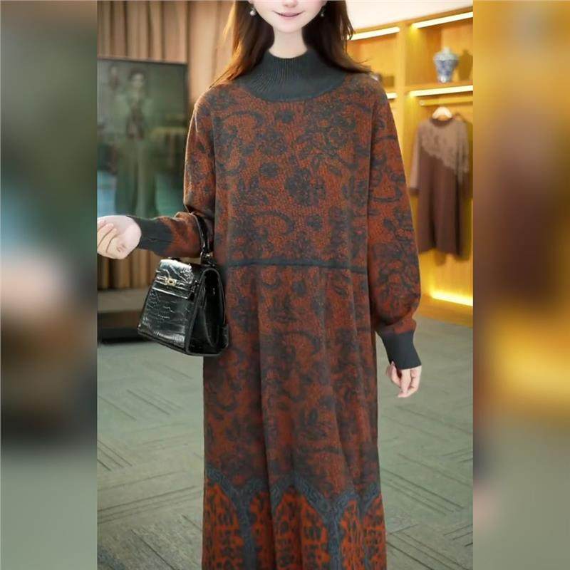 2026年秋季新款设计遮肉气质长袖秋冬长款轻奢宽松针织时尚连衣裙,女装/女士精品,连衣裙,淘宝优惠券,粉丝福利购,淘宝优惠卷