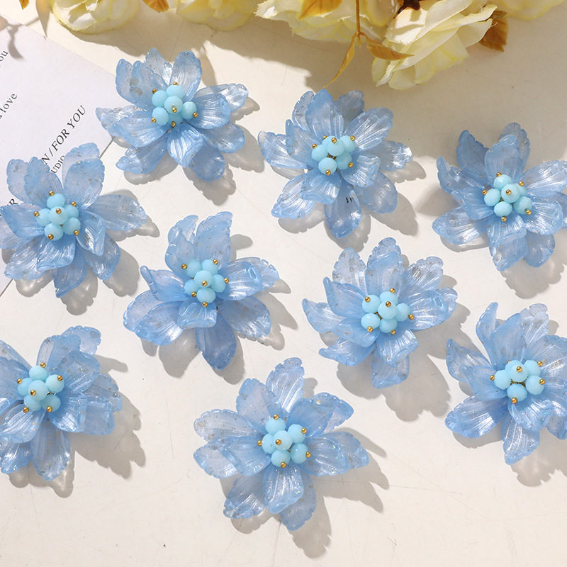 夏日海边出游蓝色琉璃水晶鸢尾花diy发饰头饰胸针鞋花服饰配件