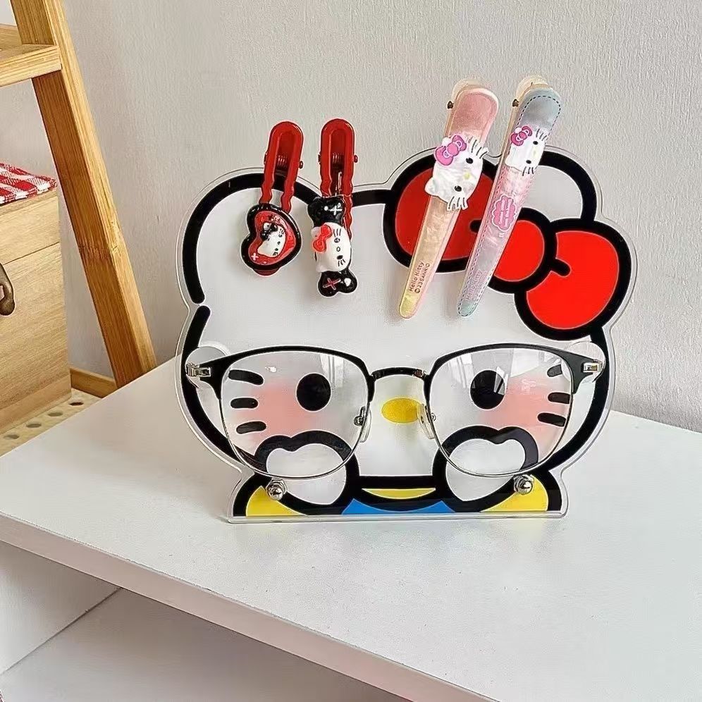 hellokitty收纳架可爱桌面亚克力墨镜放置架拼豆假发收纳箱