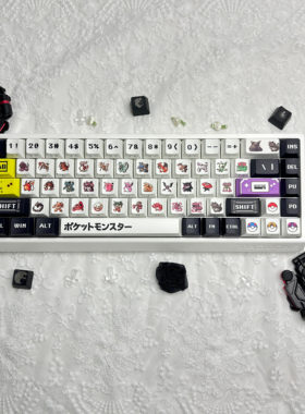 宝可梦高颜值原厂高度个性化PBT侧刻透光热升华61/68机械键盘键帽