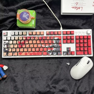 复客狮F104有线混光机械键盘居家游戏104配列媒体旋钮四面透光