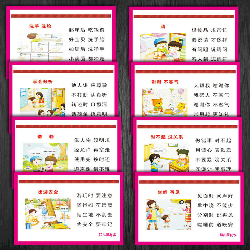 公共礼仪标识牌twp89安全儿歌标示贴常识墙礼仪贴纸提示幼儿园