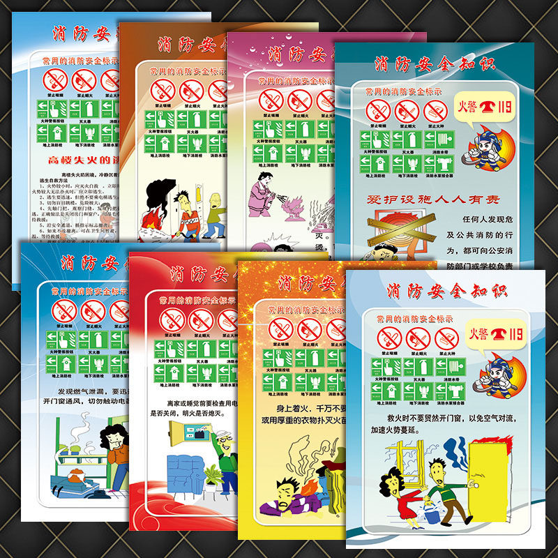 栏墙知识贴画宣传画消防企业海报常识标语校园sch20学校挂图宣传
