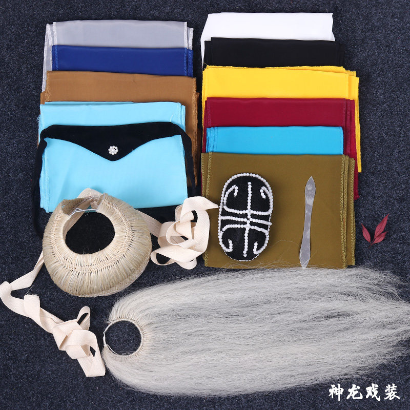 戏曲穷老旦头饰全套  老生勒包头布蓬头发揪佘太君大簪壳网子水沙