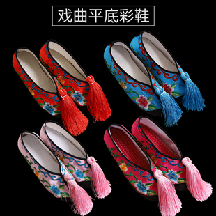 戏彩鞋平底绣花鞋儿童古装鞋女绣花鞋越剧花旦鞋小姐鞋新娘鞋