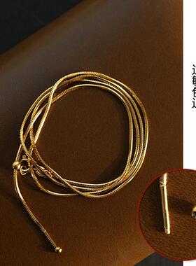 不褪色大吊坠挂绳毛衣链替换链针式万能项链穿天珠唐卡18K金色素