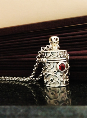 泰银925纯圆柱体能打吊坠项链