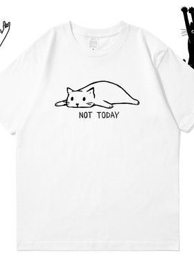 朋克摇滚猫咪ROCK可爱猫咪T恤纯棉宽松短袖男女文艺小众潮