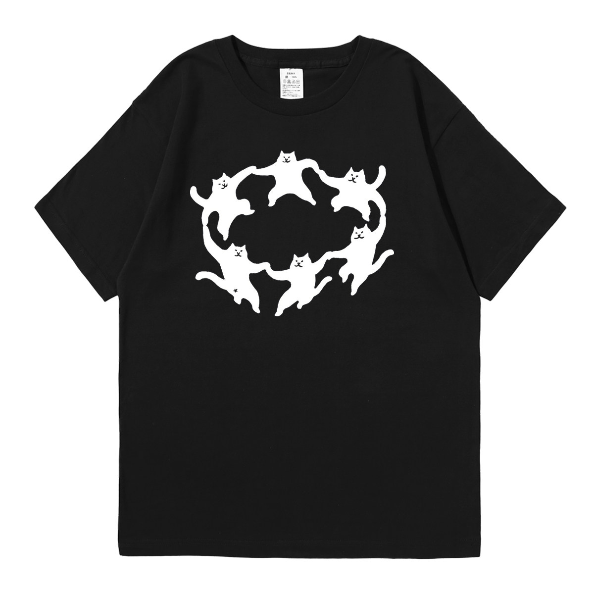 马蒂斯跳舞的猫猫奴学生情侣装衣服纯棉落肩宽松不透圆领短袖T恤