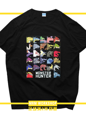 怪物猎人世界MHW雷狼龙艾路喵露猫PS4单机游戏周边短袖T恤