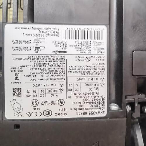 3RW4055-6BB44 软启动器 230V AC 37/75kW 50/60Hz议价维修