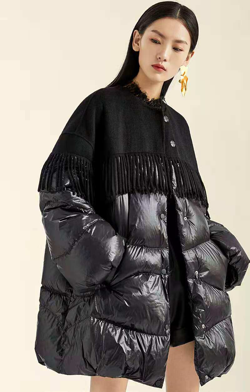 维伊羽绒服女中长款2020冬装新款ve流苏时尚a10a332w吊牌价1668