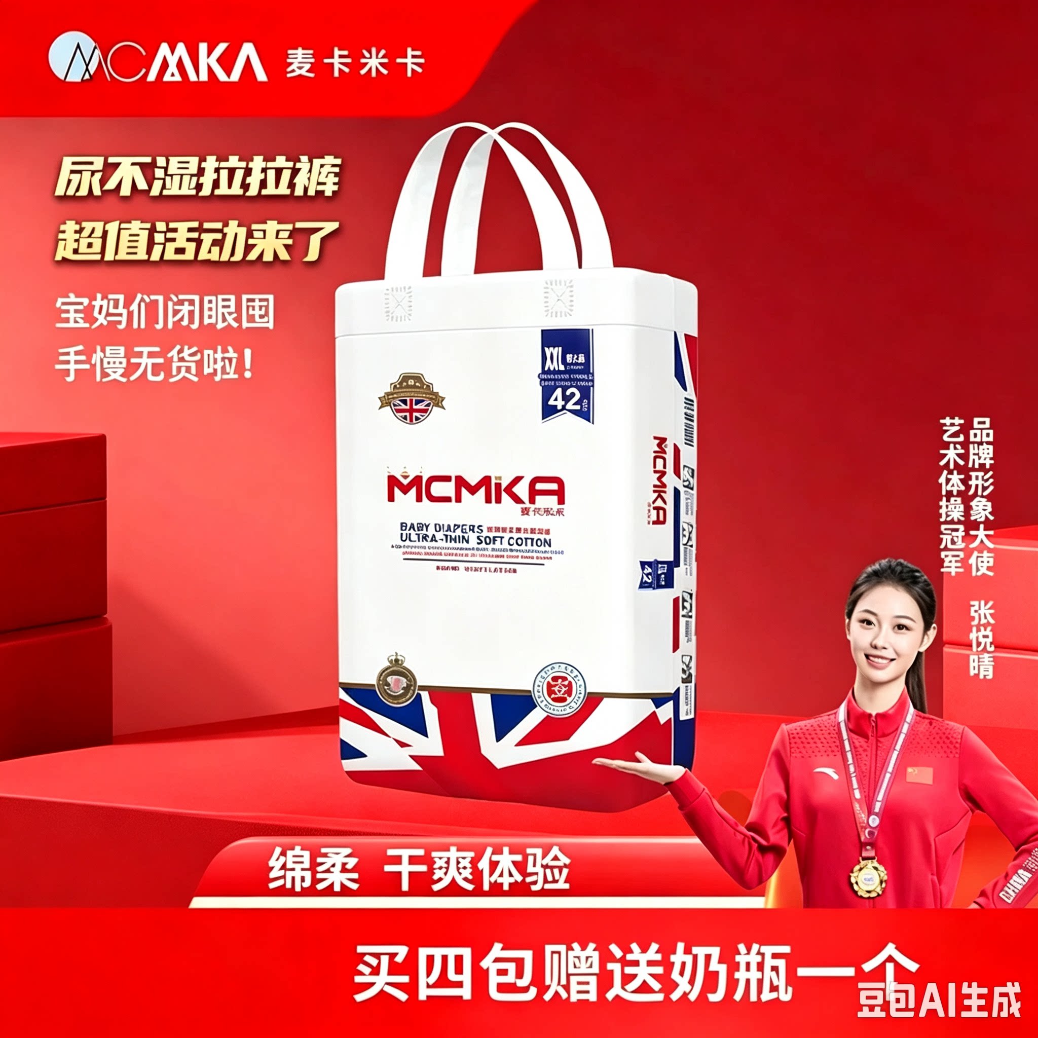 婴儿英国纸尿裤麦卡米卡超薄透气