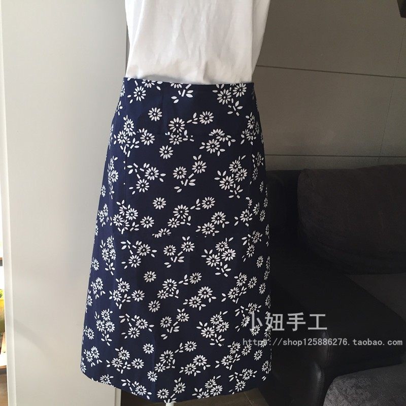 纯棉半身蓝染印花中国乡村民族风手工餐馆饭店厨房做饭女围裙包邮