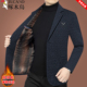 中老年休闲加绒加厚西服保暖上衣爸爸装 啄木鸟西装 外套男秋冬新款