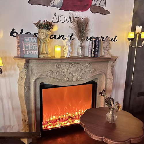 乐奇壁炉架8复古实木白色做旧