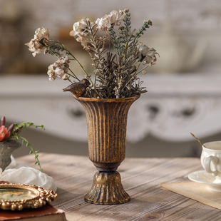 银色铁艺花器金属花器花瓮花瓶插花摆件酒店餐厅客厅宴会婚礼摆件
