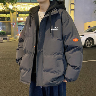 奥莱专柜羽绒棉服男士冬季连帽加厚保暖宽松棉衣初中高中学生外套