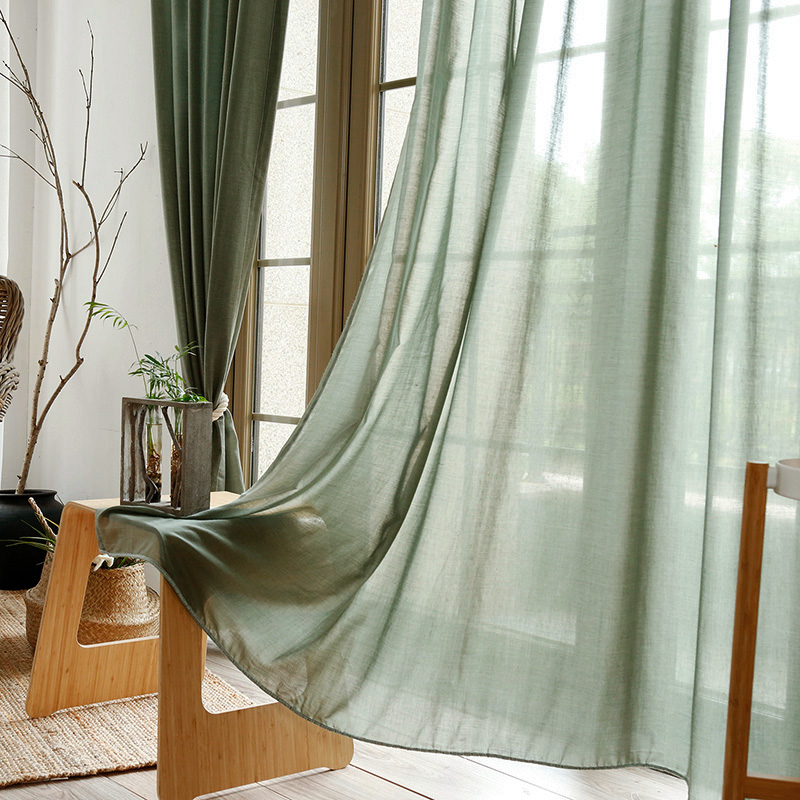 定制棉麻小清新窗纱窗帘 成品北欧文艺客厅日系阳台遮光纱帘 雅苑