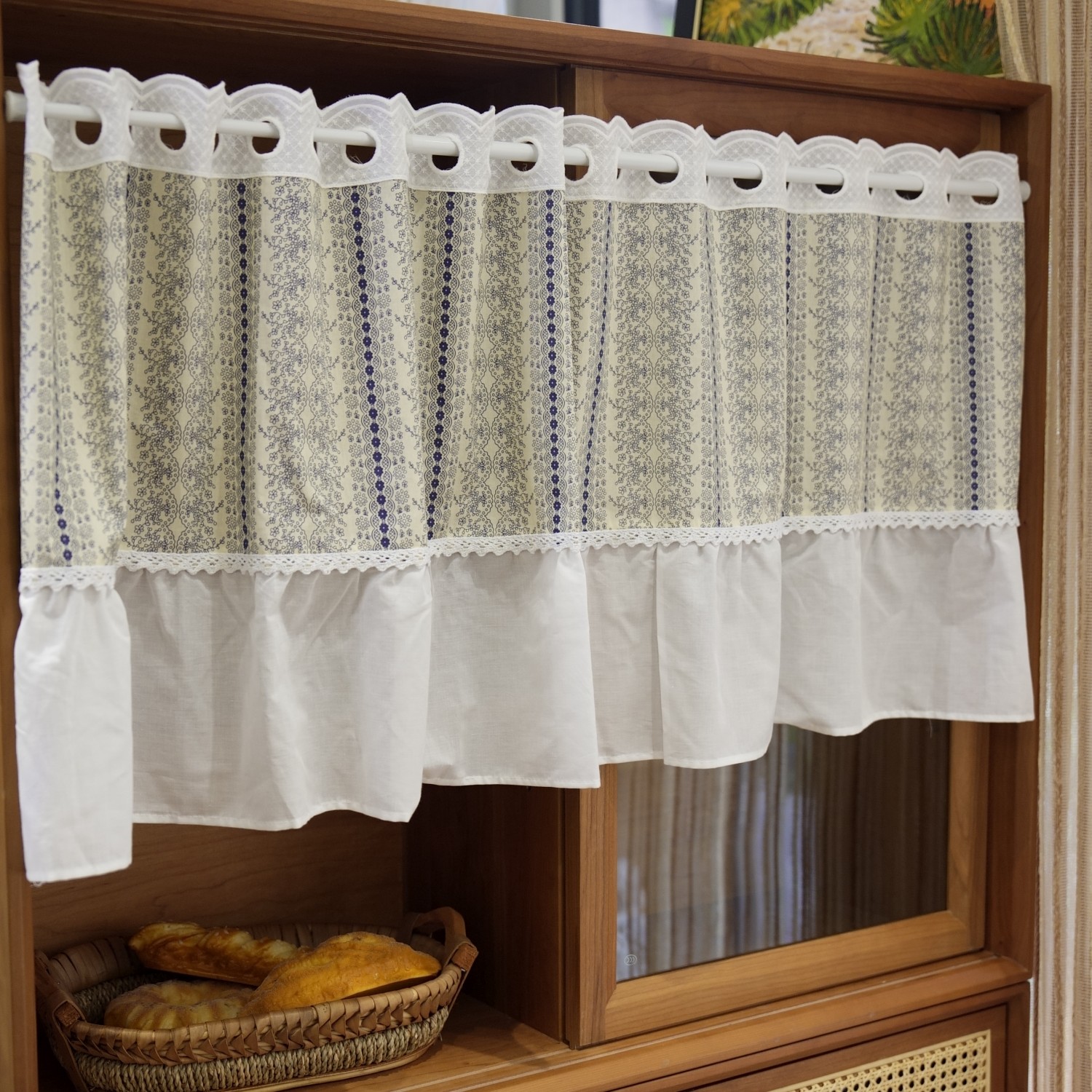 韩式唯美清新穿杆帘橱柜帘咖啡帘小窗帘门帘隔断帘免打孔,居家布艺,成品窗帘,淘宝优惠券,粉丝福利购,淘宝优惠卷