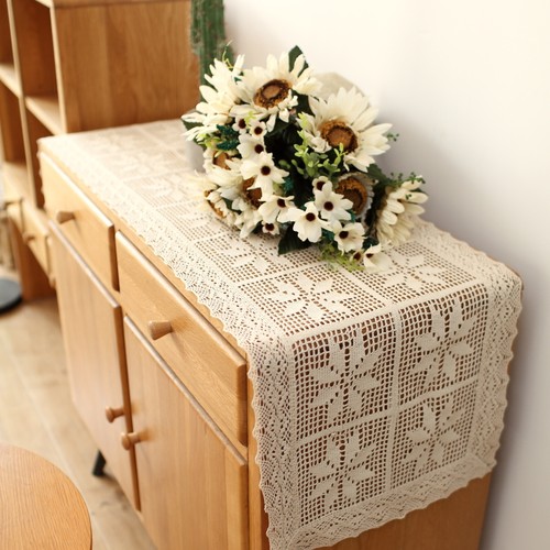 美式乡村复古桌旗装饰棉线钩针