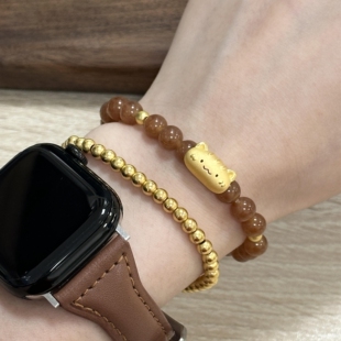 黄金法棍猫转运珠足金999可爱猫咪且末糖和田玉手串送女友礼物