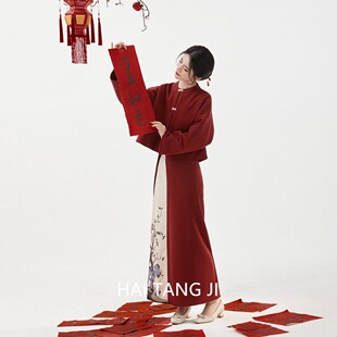 朱雀记原创宋制国风汉服适合参加定婚礼女装穿搭圆领短袄旋裙套装