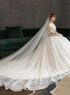 朱雀记孕妇主婚纱2026新款大码胖mm新娘高腰遮孕肚出门轻纱一字肩