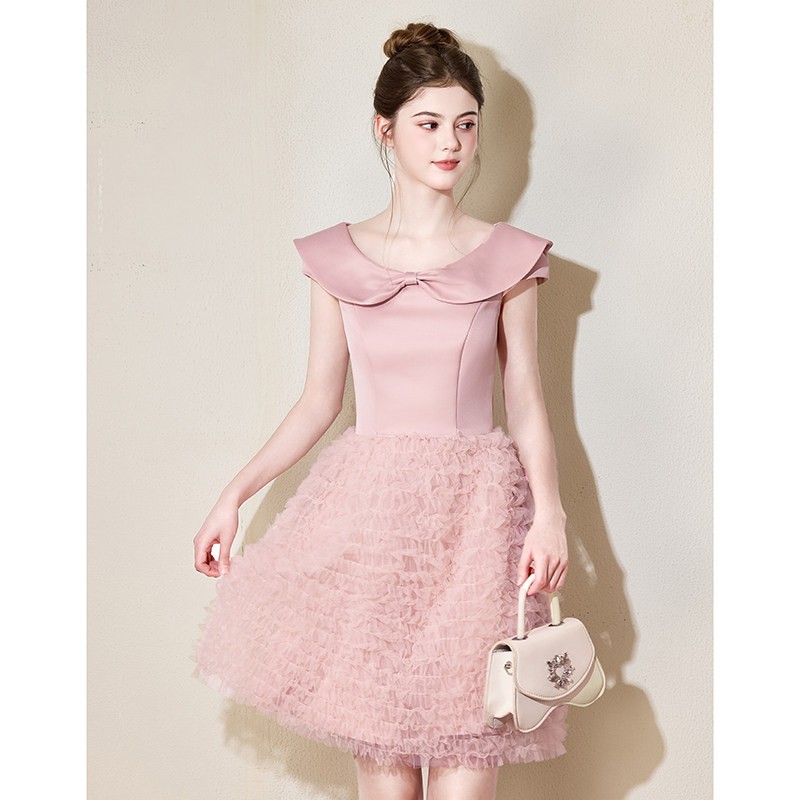 朱雀记粉色订婚礼服小个子敬酒服回门服miu系连衣裙平时可穿公主图片