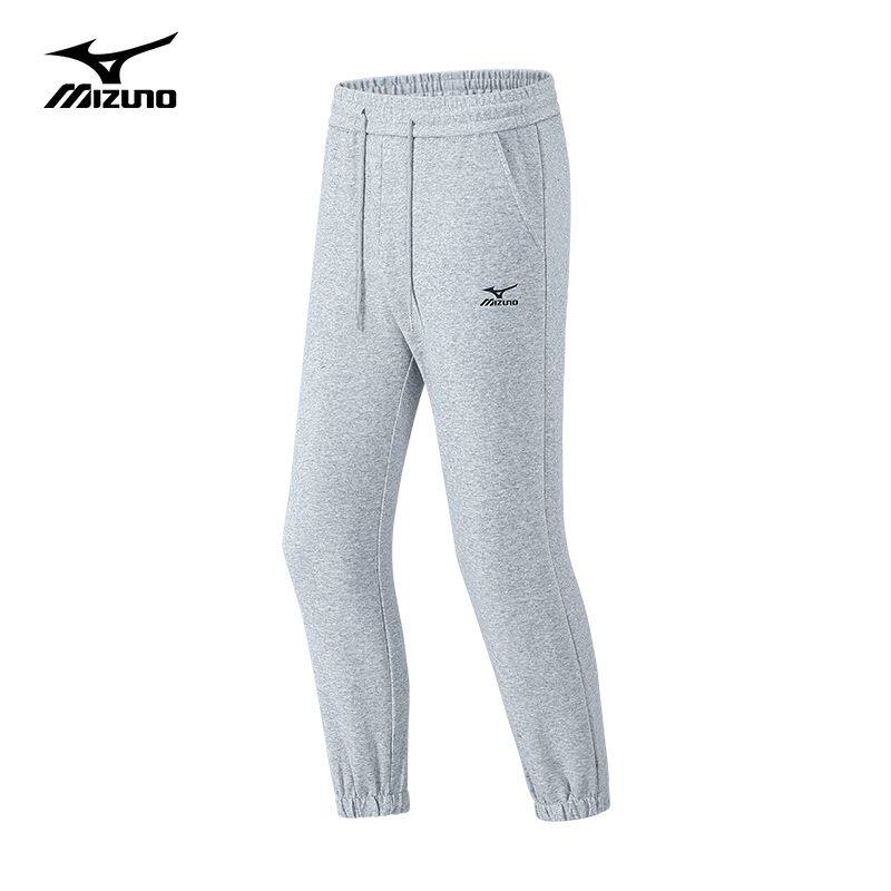 Mizuno/美津浓户外休闲裤男女士跑步长裤子针织直筒束脚灰色卫裤