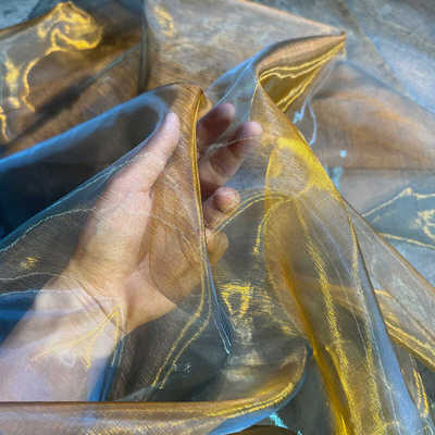 梦幻渐变水光欧根纱头纱服装布料