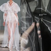 液态水光欧根纱背景汉服布料 透明反光diy手工网纱裙子设计师面料