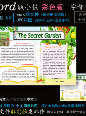 y128电子手抄报word版英文读书小报名著秘密花园中英语简报