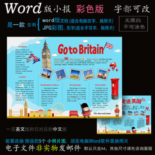 y203英国英语小报电子版word模版电脑手抄报欧洲国家英文简报