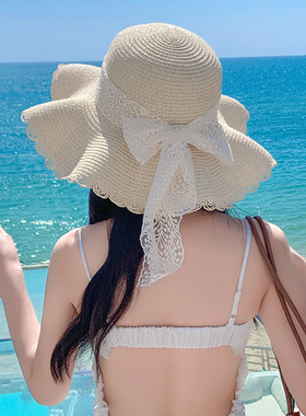 花边蕾丝草帽大檐海边沙滩遮阳帽