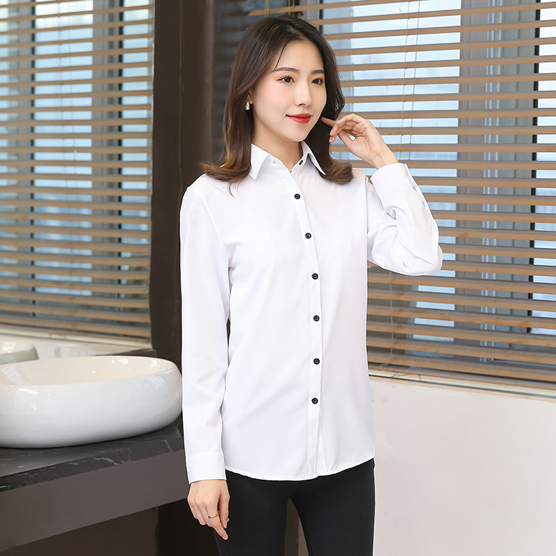 白衬衫女长袖中长款2021春夏装新款韩版百搭宽松大码女装打底衬衣