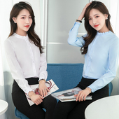 女长袖 宽松ol女装 春秋季 白衬衫 职业工装 工作服韩版 正装 打底衬衣女