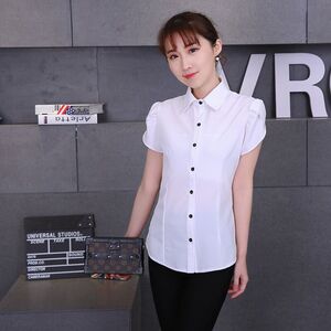 白色短袖衬衫女春夏季韩版修身显瘦职业正装工装大码工作服女衬衣