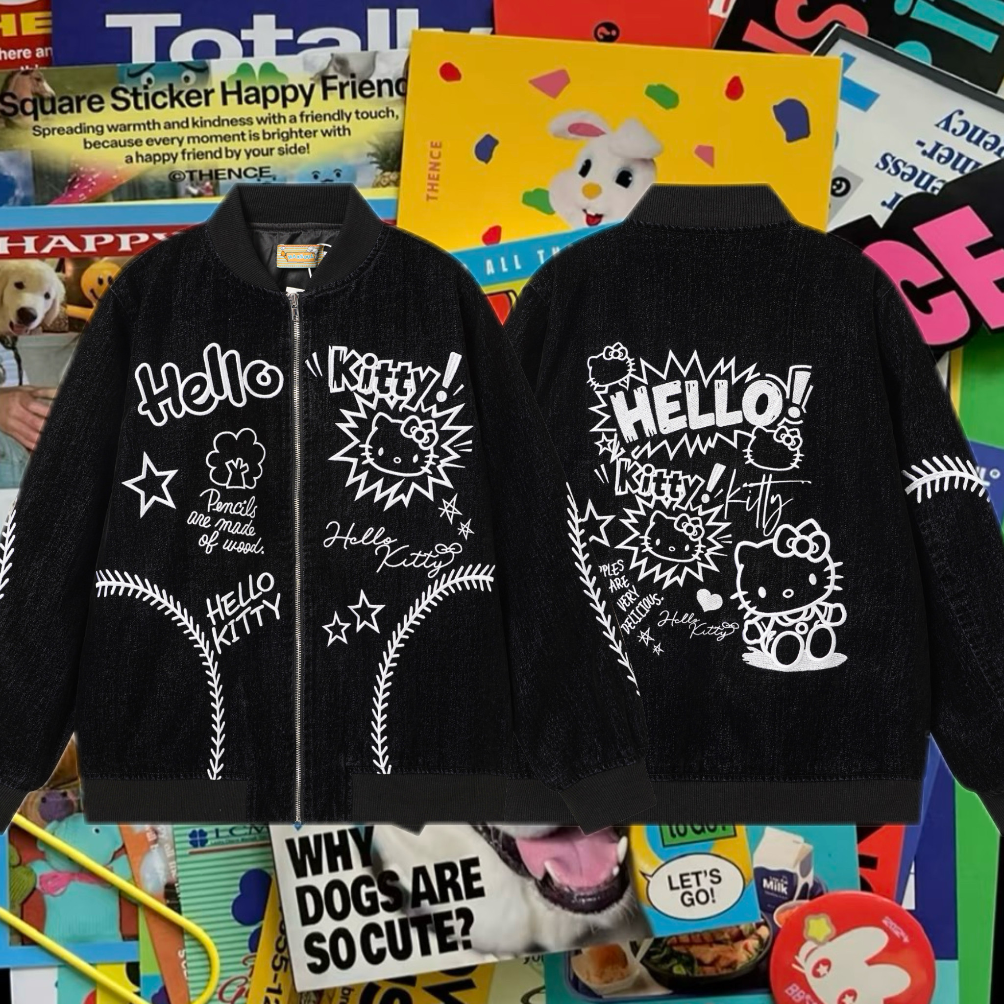 cattle 日系复古古早hellokitty印花牛仔外套宽松慵懒风夹克上衣